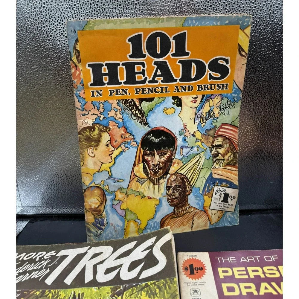 Vintage Art Books Walter Foster 101 Heads More Trees Perspective Drawing Lot